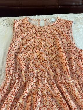 ASOS Peach Floral pleated Midi Dress sz 12